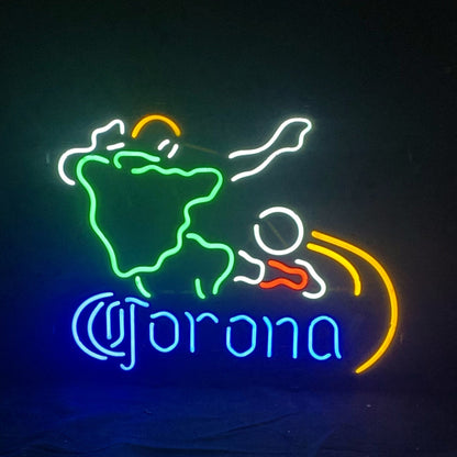 Football Player with Corona Extra Neon Sign Light Neon Signs Land