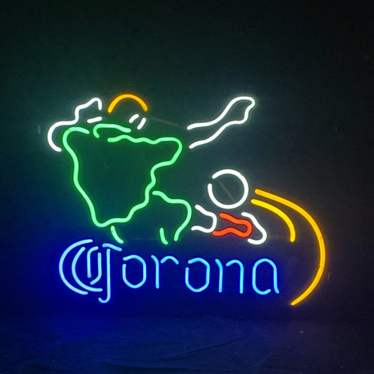 Football Player with Corona Extra Neon Sign Light Neon Signs Land