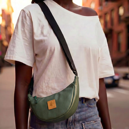 Round Mini Vegan Leather Shoulder Bag - Vegan Leather Purse