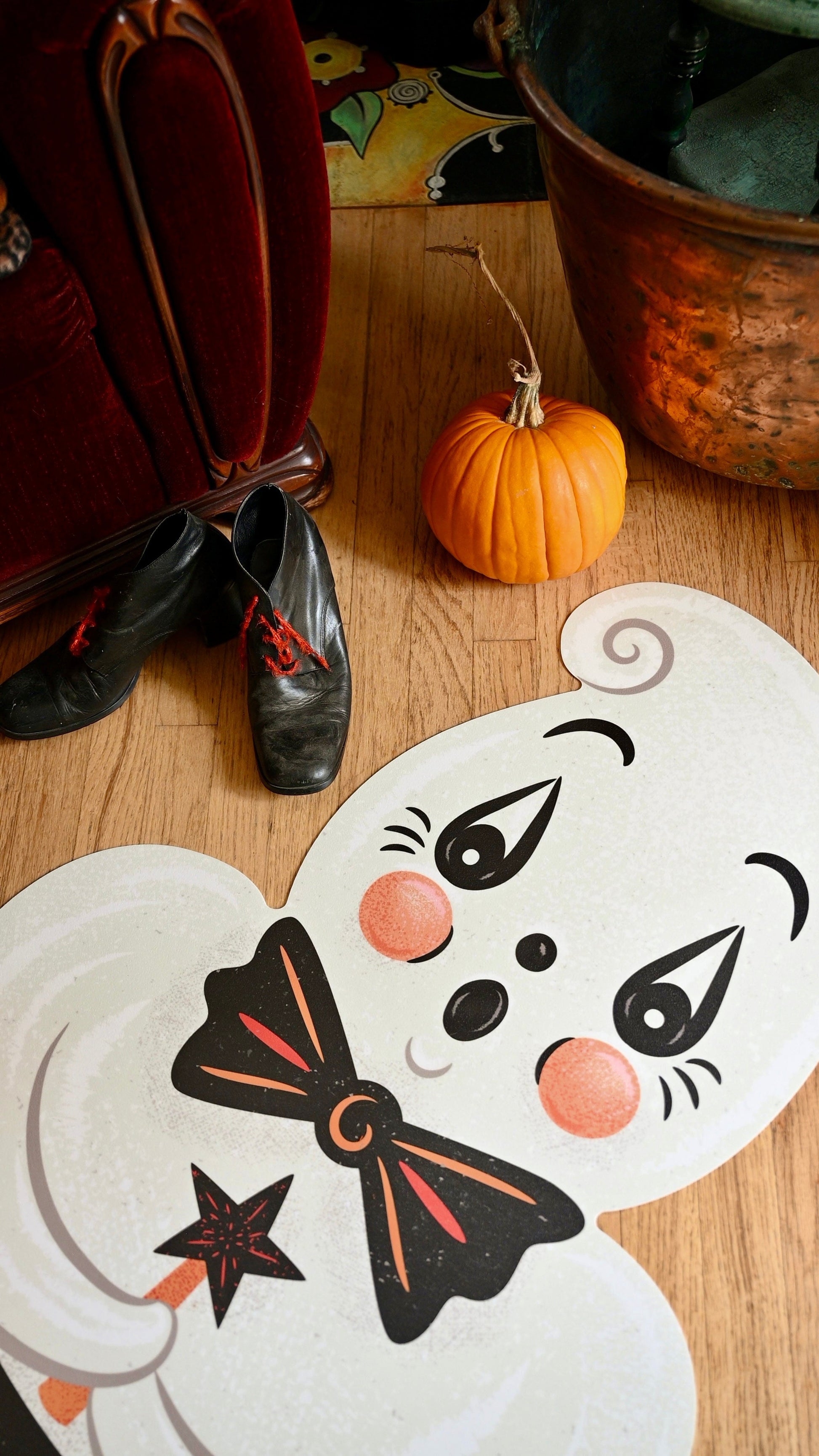 Ghostie in Caudron 56" Die Cut Vinyl Halloween Floor Decor by Johanna Parker Quirks!