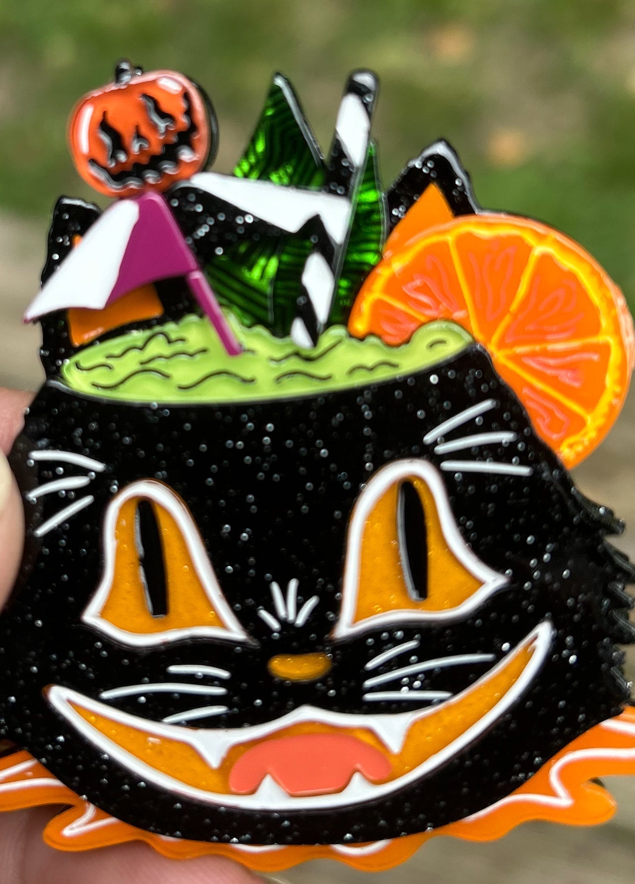 Black Magic Halloween Tiki Brooch by Carrie Hudson x Lipstick & Chrome Quirks!
