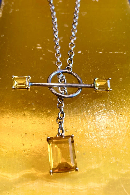 Gem Drop Toggle Necklace in Golden (Silver) SHIPS IN APRIL