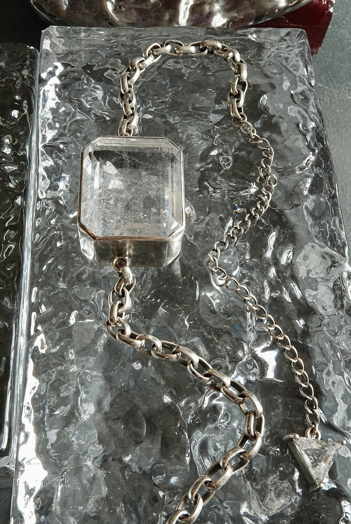 Square Goliath Choker in Striated Crystal (Silver) SHIPS IN APRIL