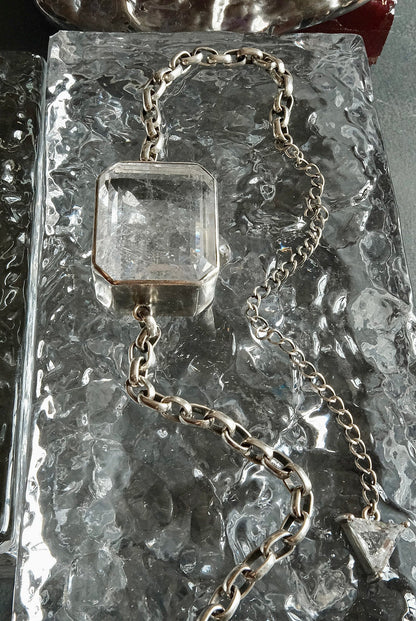 Square Goliath Choker in Striated Crystal (Silver) SHIPS IN APRIL