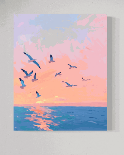 Gulls at Sunset - Original Painting