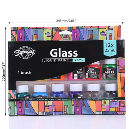 12 x 25ml Heavy Body Colors Rich Pigments Glass Paint Set for Painting Canvas Crafts Creative Freedom Collective
