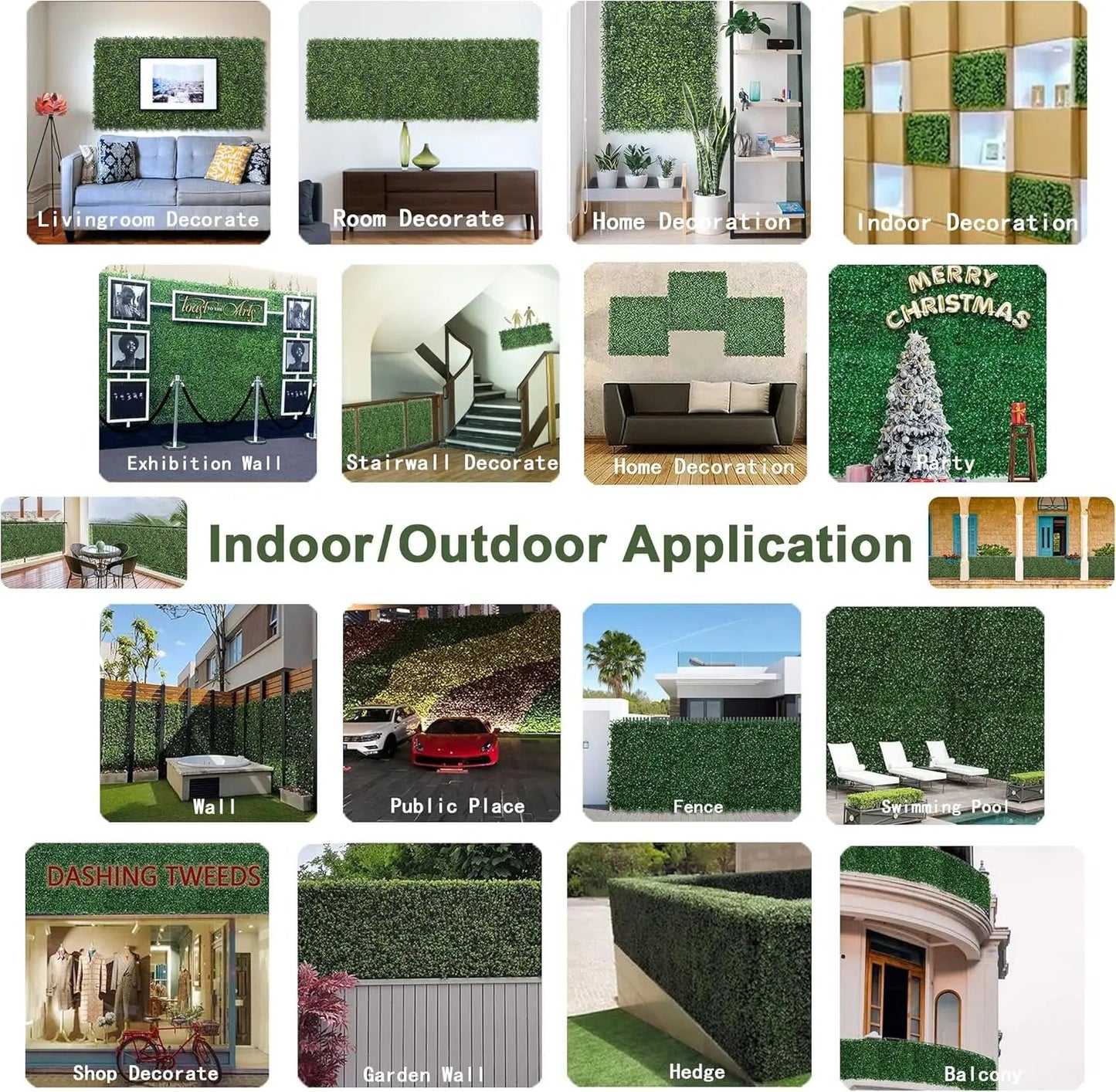 JS Durable Boxwood Green Wall System Vertical Garden Artificial Grass Wall for Party Art Decor Creative Freedom Collective