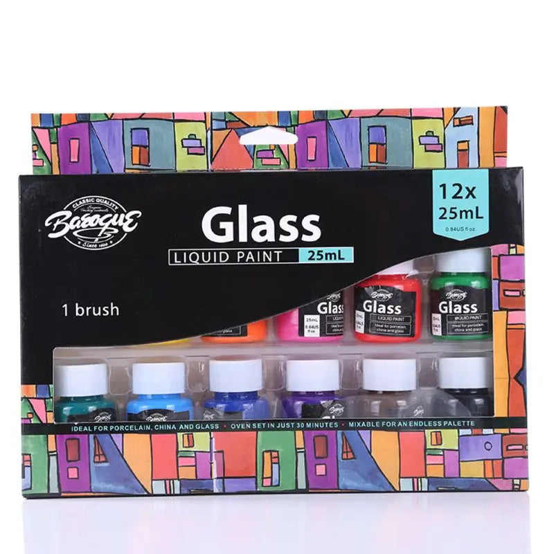 12 x 25ml Heavy Body Colors Rich Pigments Glass Paint Set for Painting Canvas Crafts Creative Freedom Collective