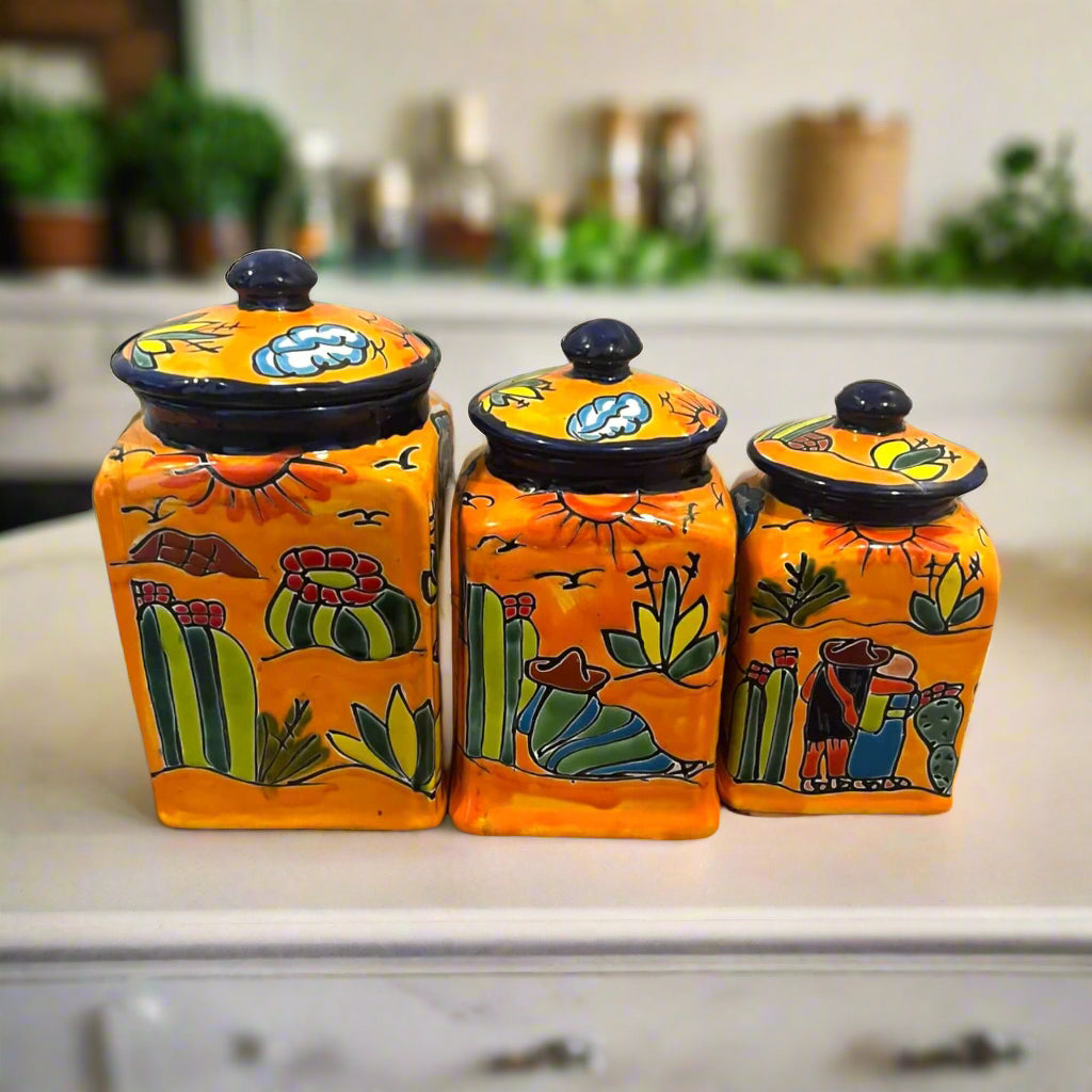 Talavera Canister Set | Colorful Handmade Panchito Pottery