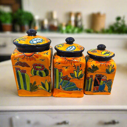 Talavera Canister Set | Colorful Handmade Panchito Pottery