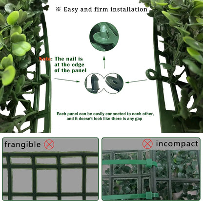 JS Durable Boxwood Green Wall System Vertical Garden Artificial Grass Wall for Party Art Decor Creative Freedom Collective