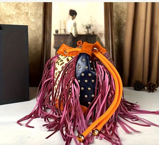 Cross-body Bohemian Cowhide Hanging Bucket Bag DSers