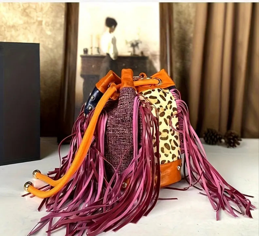 Cross-body Bohemian Cowhide Hanging Bucket Bag DSers