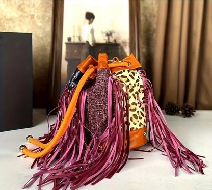 Cross-body Bohemian Cowhide Hanging Bucket Bag DSers