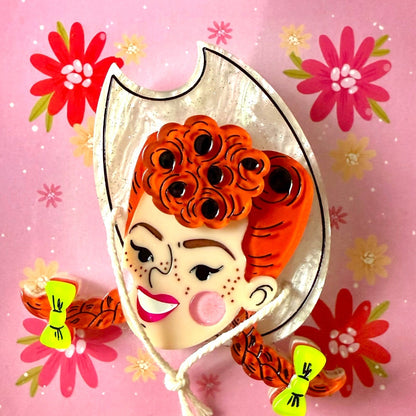 Darla the Cowgirl Brooch by Marla VonDuta x Lipstick & Chrome Quirks!
