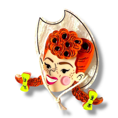 Darla the Cowgirl Brooch by Marla VonDuta x Lipstick & Chrome Quirks!