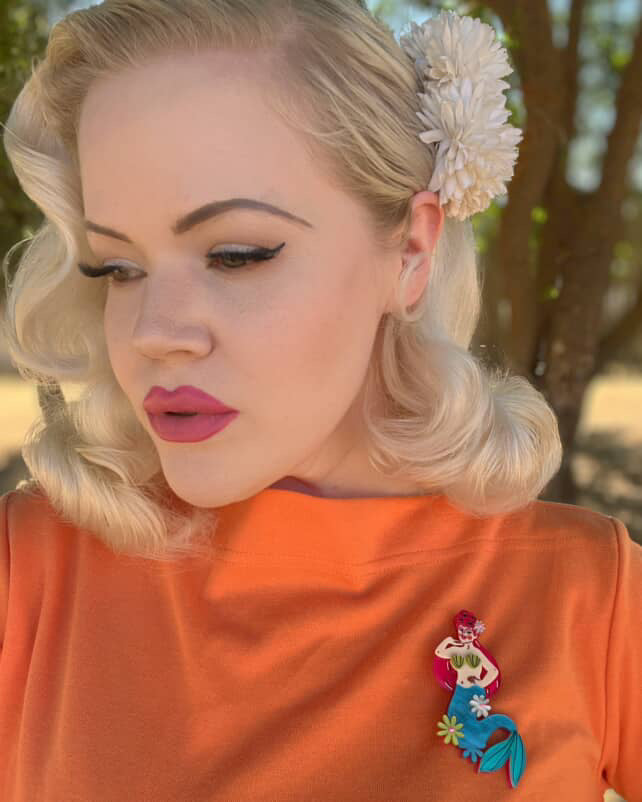 Pearl the Mermaid Brooch by Marla VonDuta x Lipstick & Chrome Quirks!