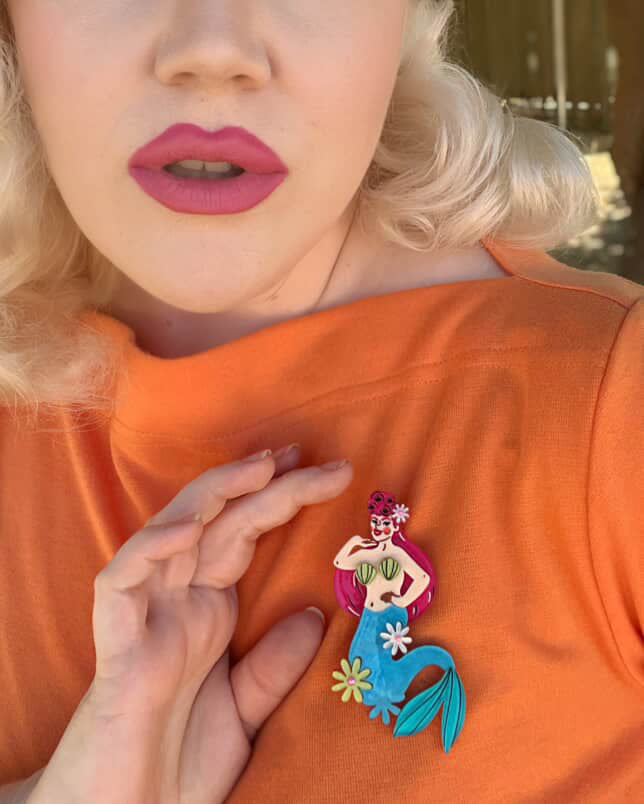 Pearl the Mermaid Brooch by Marla VonDuta x Lipstick & Chrome Quirks!