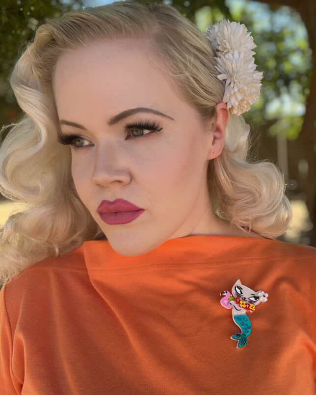 Tiki Merkitty Brooch by Miss Fluff x Lipstick & Chrome Quirks!