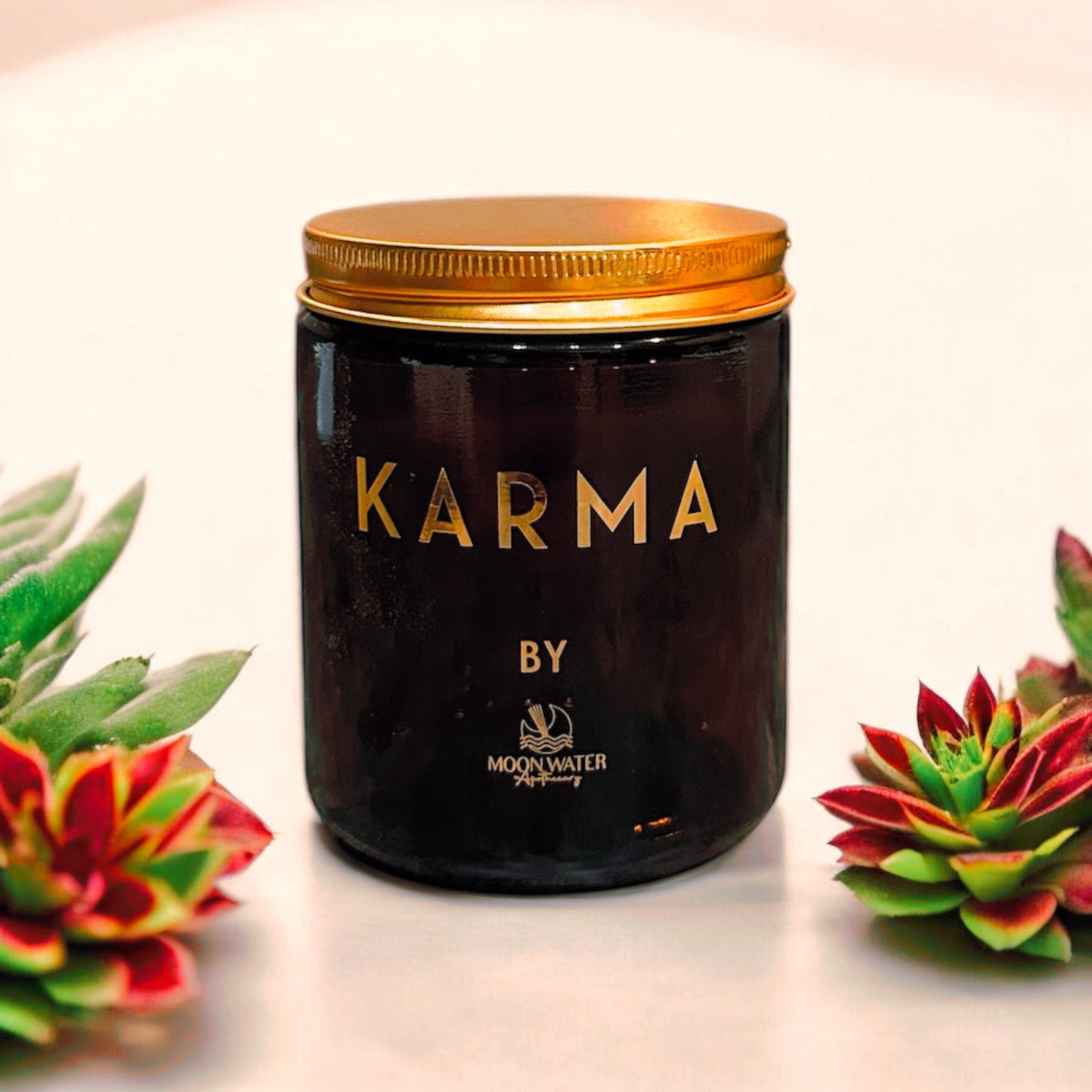Karma Candle – Intention Candle with Hidden Crystals, 8 oz -- Super Long Lasing