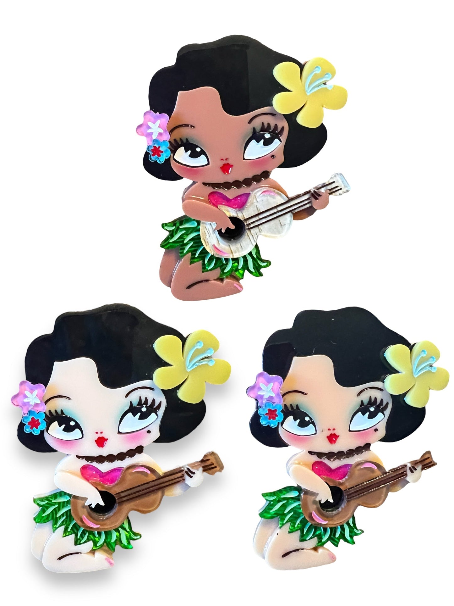Hula Lula Tiki Girl Brooch by Miss Fluff x Lipstick & Chrome Quirks!