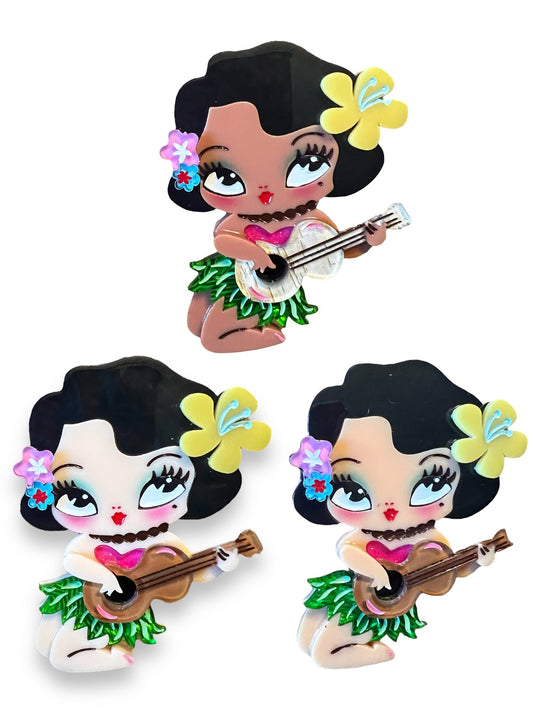 Hula Lula Tiki Girl Brooch by Miss Fluff x Lipstick & Chrome Quirks!