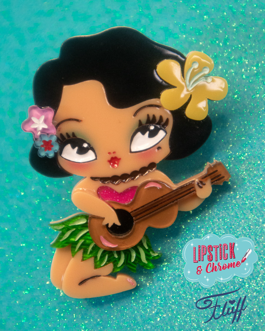 Hula Lula Tiki Girl Brooch by Miss Fluff x Lipstick & Chrome Quirks!