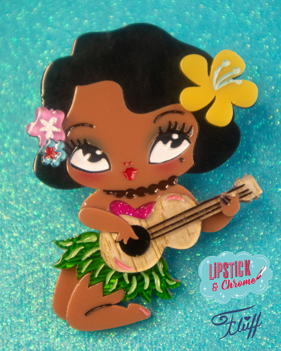 Hula Lula Tiki Girl Brooch by Miss Fluff x Lipstick & Chrome Quirks!
