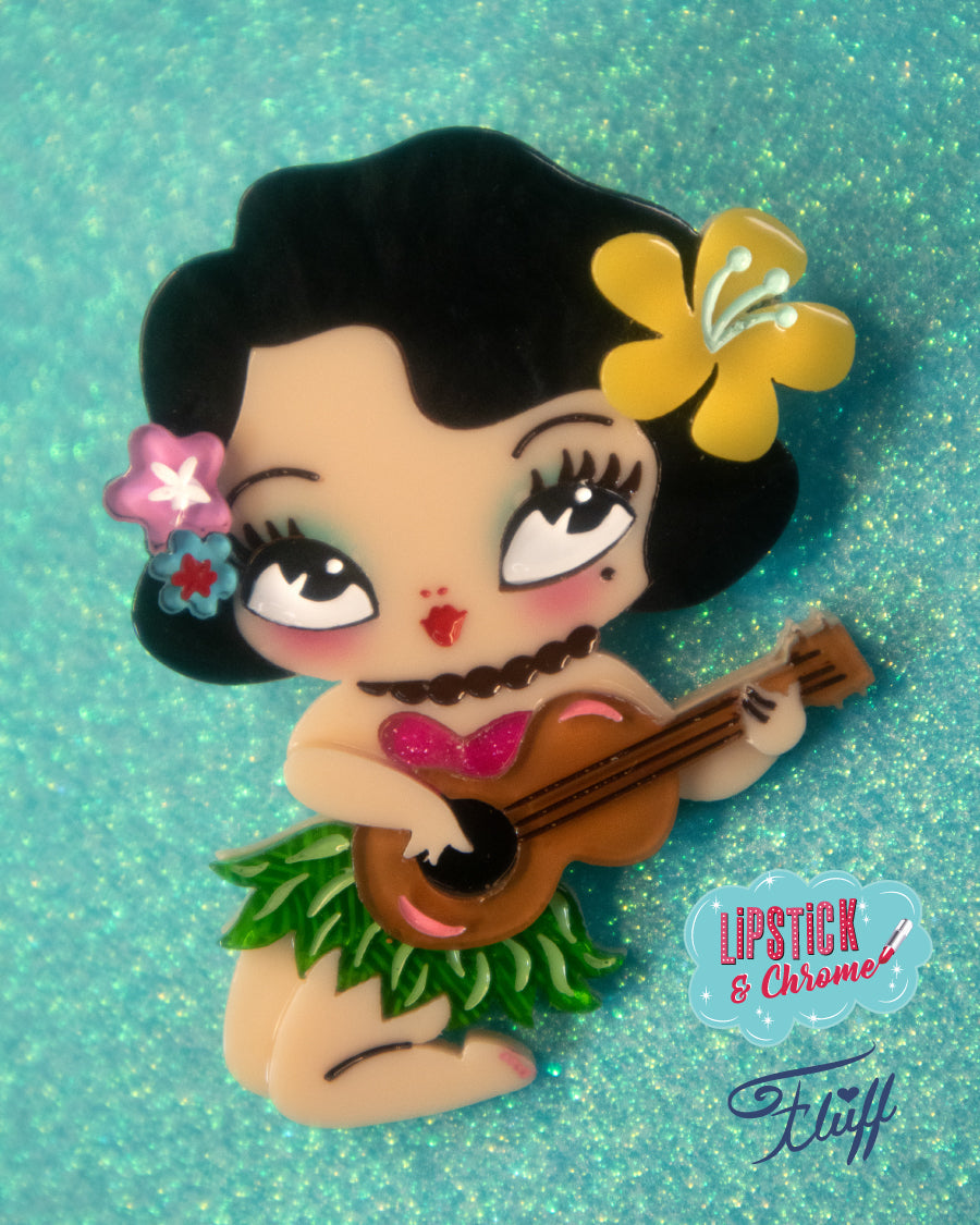 Hula Lula Tiki Girl Brooch by Miss Fluff x Lipstick & Chrome Quirks!