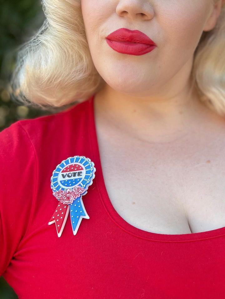 Use Your VOTE Brooch by PolyPaige x Lipstick & Chrome Quirks!