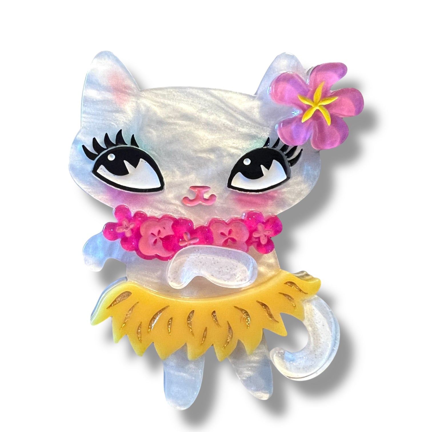 Tiki Hula Kitty Brooch by Miss Fluff x Lipstick & Chrome Quirks!