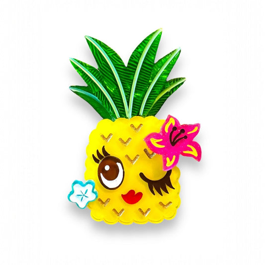 Pucker Up Pineapple Brooch by Miss Fluff x Lipstick & Chrome Quirks!