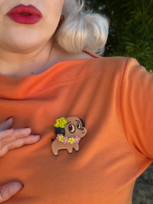 Polynesian Pup Mini Brooch by Miss Fluff x Lipstick & Chrome Quirks!