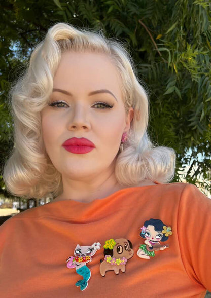 Tiki Merkitty Brooch by Miss Fluff x Lipstick & Chrome Quirks!