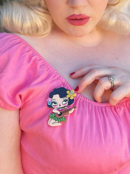Hula Lula Tiki Girl Brooch by Miss Fluff x Lipstick & Chrome Quirks!