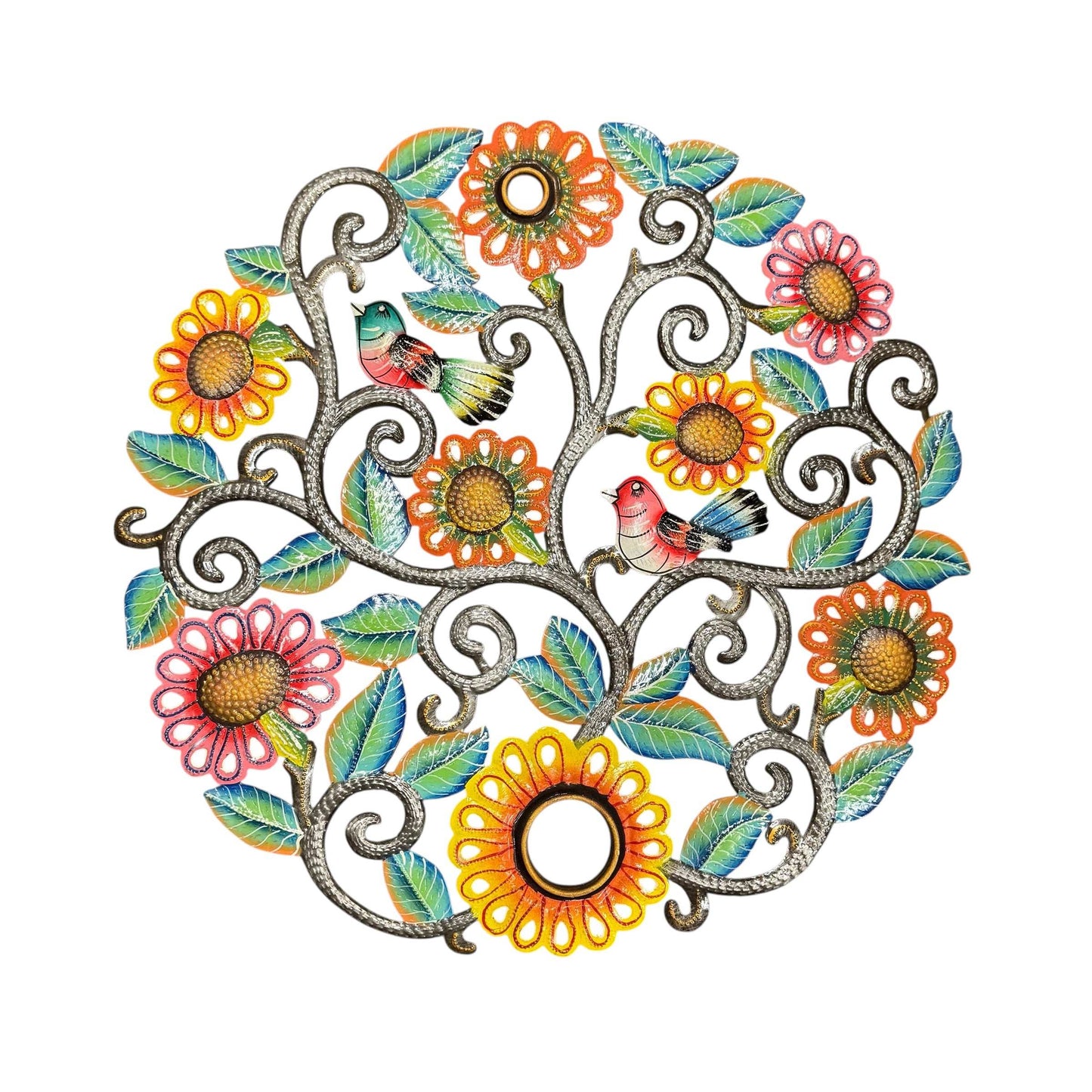 Birds and Flowers Tree of Life Oil Drum Top