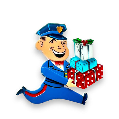 Christmas Happy Mail Brooch by 50's Vintage Dame x Lipstick & Chrome Quirks!