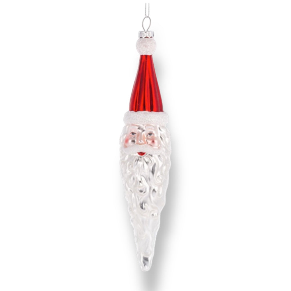Santa Icicle Blown Glass Ornament RED Quirks!