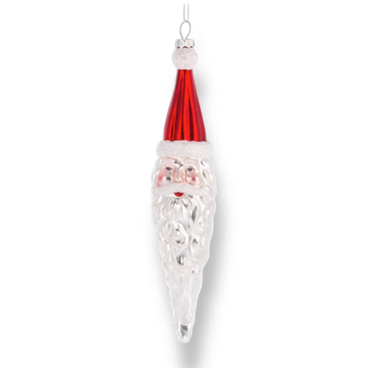 Santa Icicle Blown Glass Ornament RED Quirks!