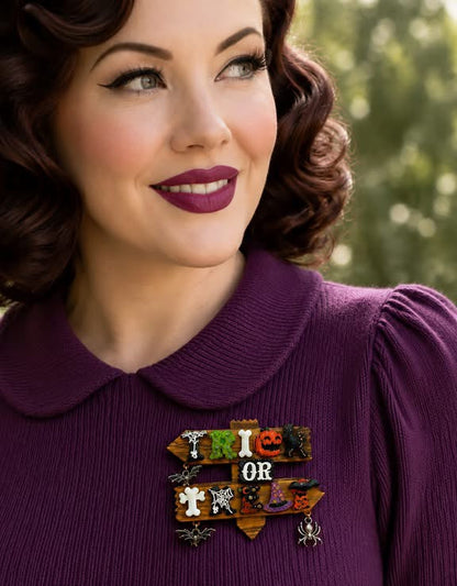 Trick or Treat Brooch by Lipstick & Chrome