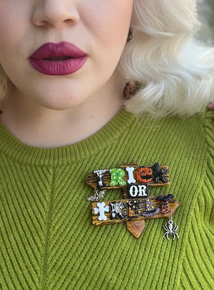 Trick or Treat Brooch by Lipstick & Chrome Quirks!