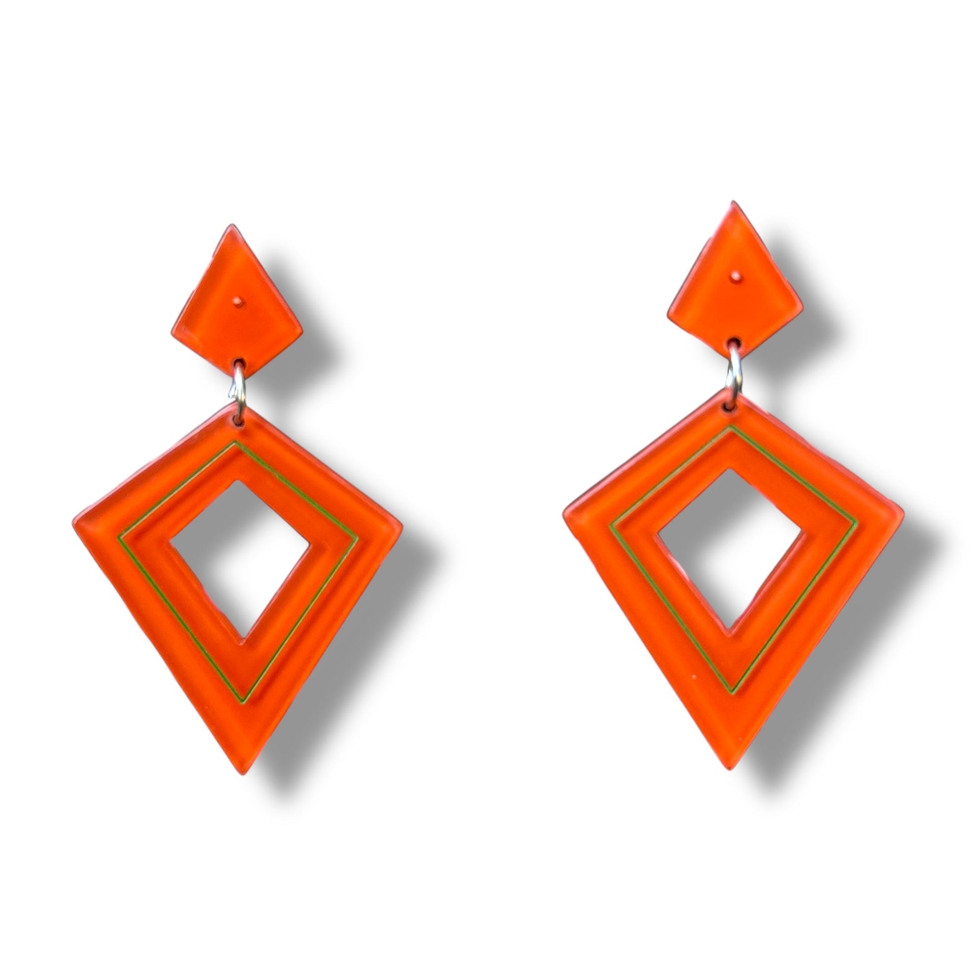 Retro Diamond Dangle Earrings by Lipstick & Chrome - Orange Quirks!