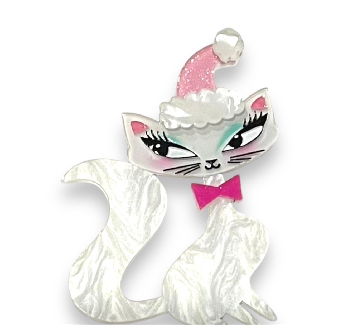 Swanky Pinkmas Kitty Brooch by Miss Fluff x Lipstick & Chrome Quirks!