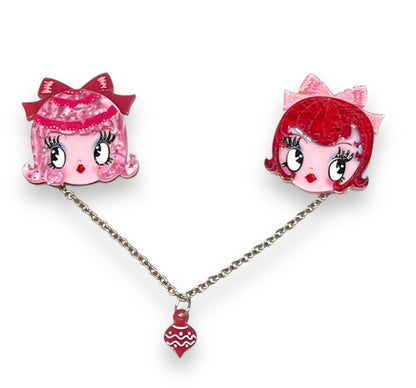 Dolly Sisters Double Brooch by Miss Fluff x Lipstick & Chrome Quirks!