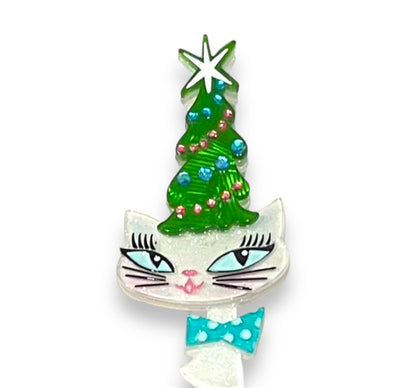 Kitty Christmas Hat Brooch by Miss Fluff x Lipstick & Chrome Quirks!