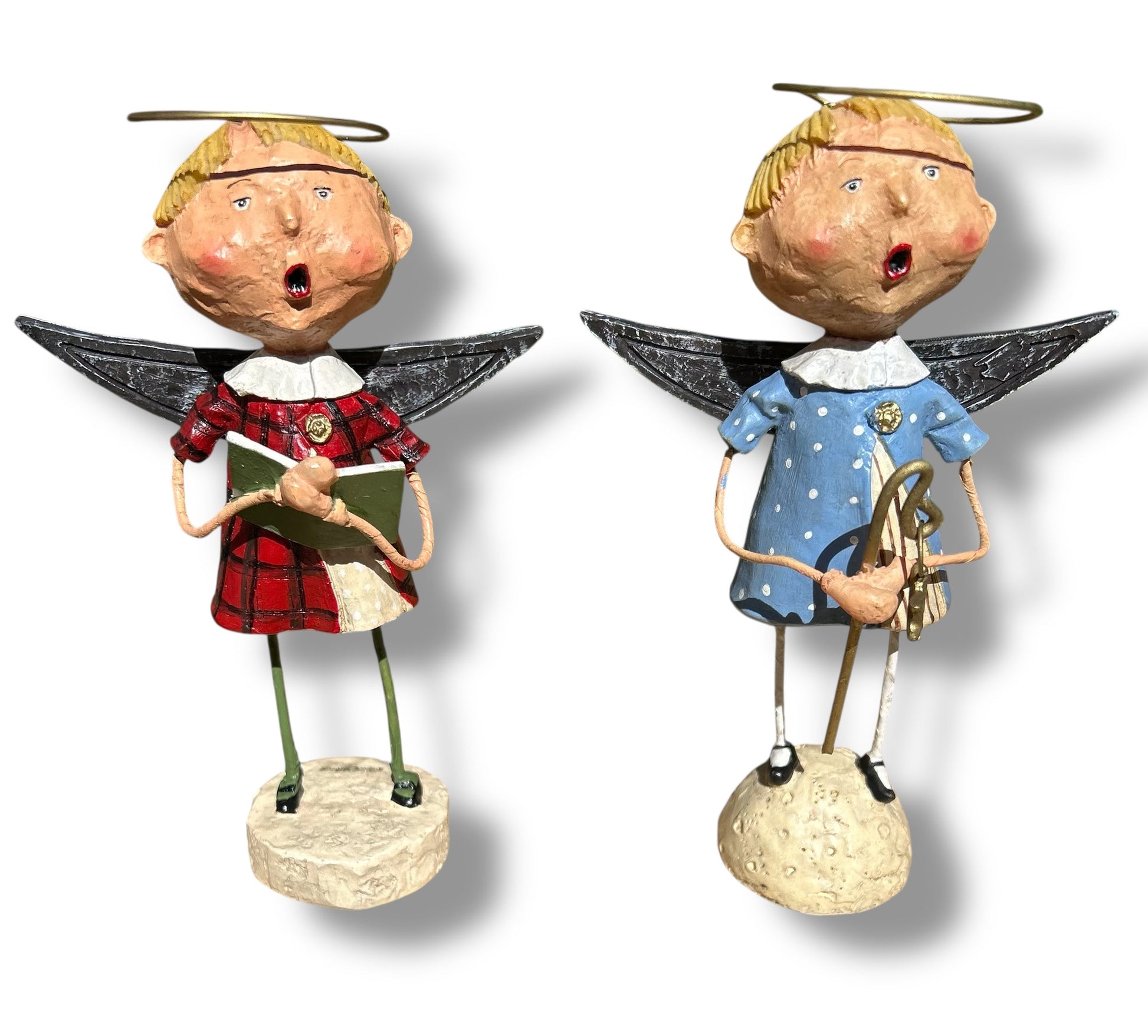 UNBOXED Choir Angels Set of 2 Lori Mitchell Collectible Figurines RETIRED & RARE Quirks!