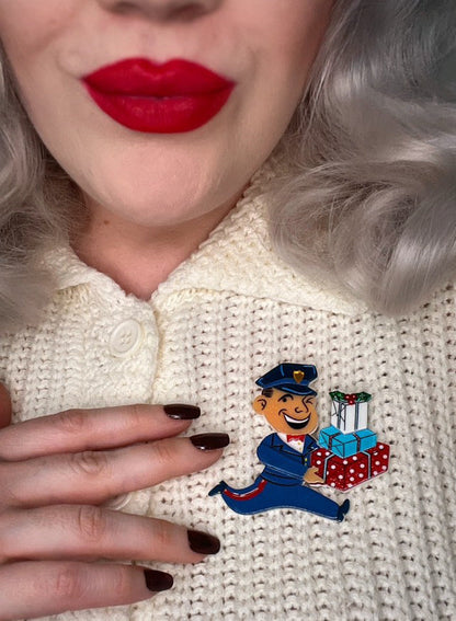 Christmas Happy Mail Brooch by 50's Vintage Dame x Lipstick & Chrome Quirks!