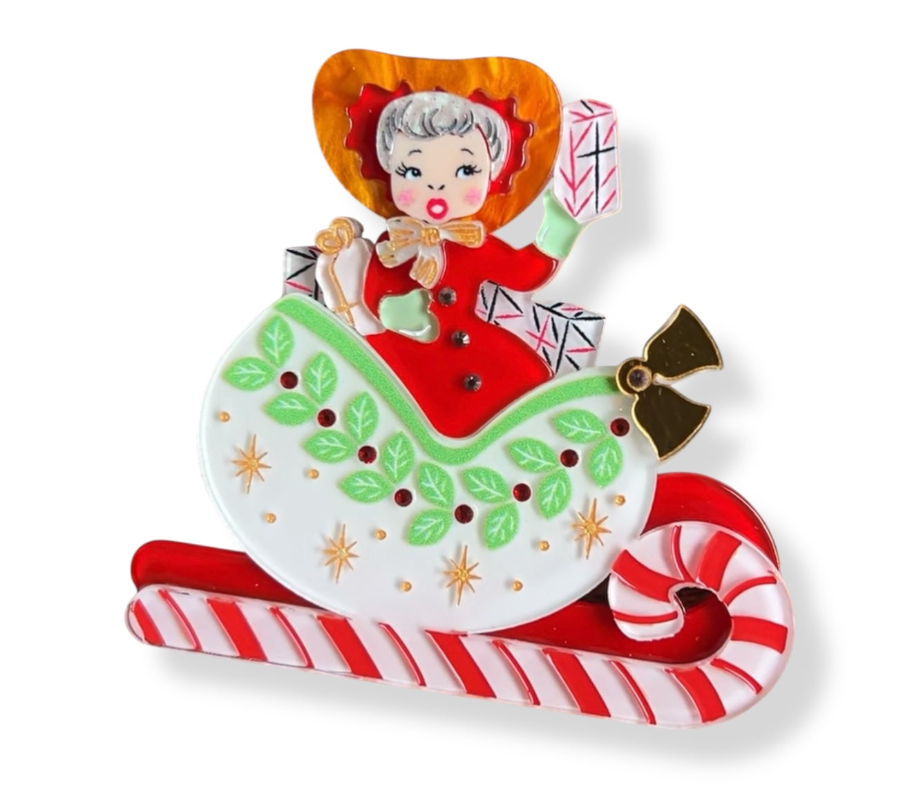 Sleigh All Day Brooch by 50's Vintage Dame x Lipstick & Chrome