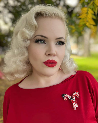 Candy Cane Couple Brooch by 50's Vintage Dame x Lipstick & Chrome Quirks!