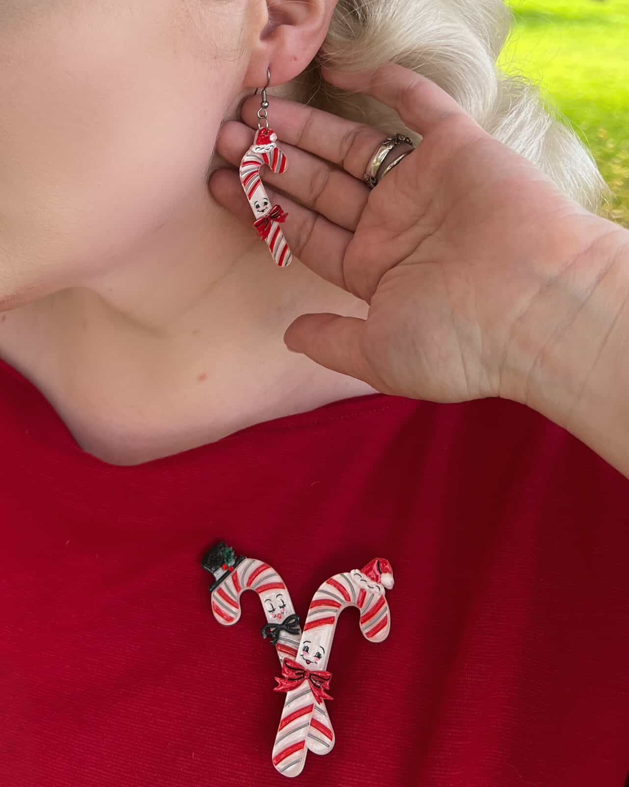 Candy Cane Couple Brooch by 50's Vintage Dame x Lipstick & Chrome Quirks!